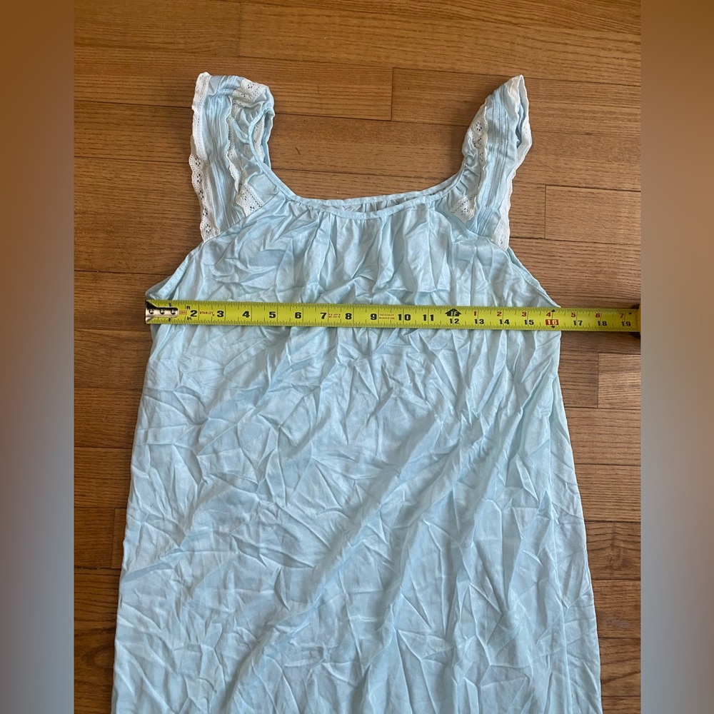 Vtg 60/70s Pastel Blue Tricia Maxi Nightgown Lace Trim Boho Coquette Sleepwear S View 5